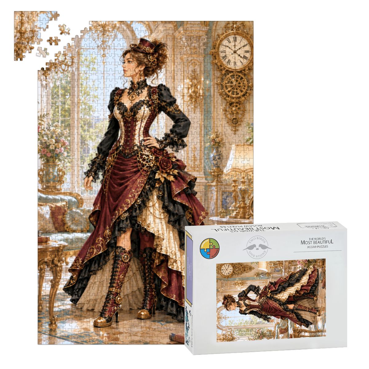 Wooden Jigsaw Puzzles 1000 pcs Steampunk Victorian Woman Fall Red