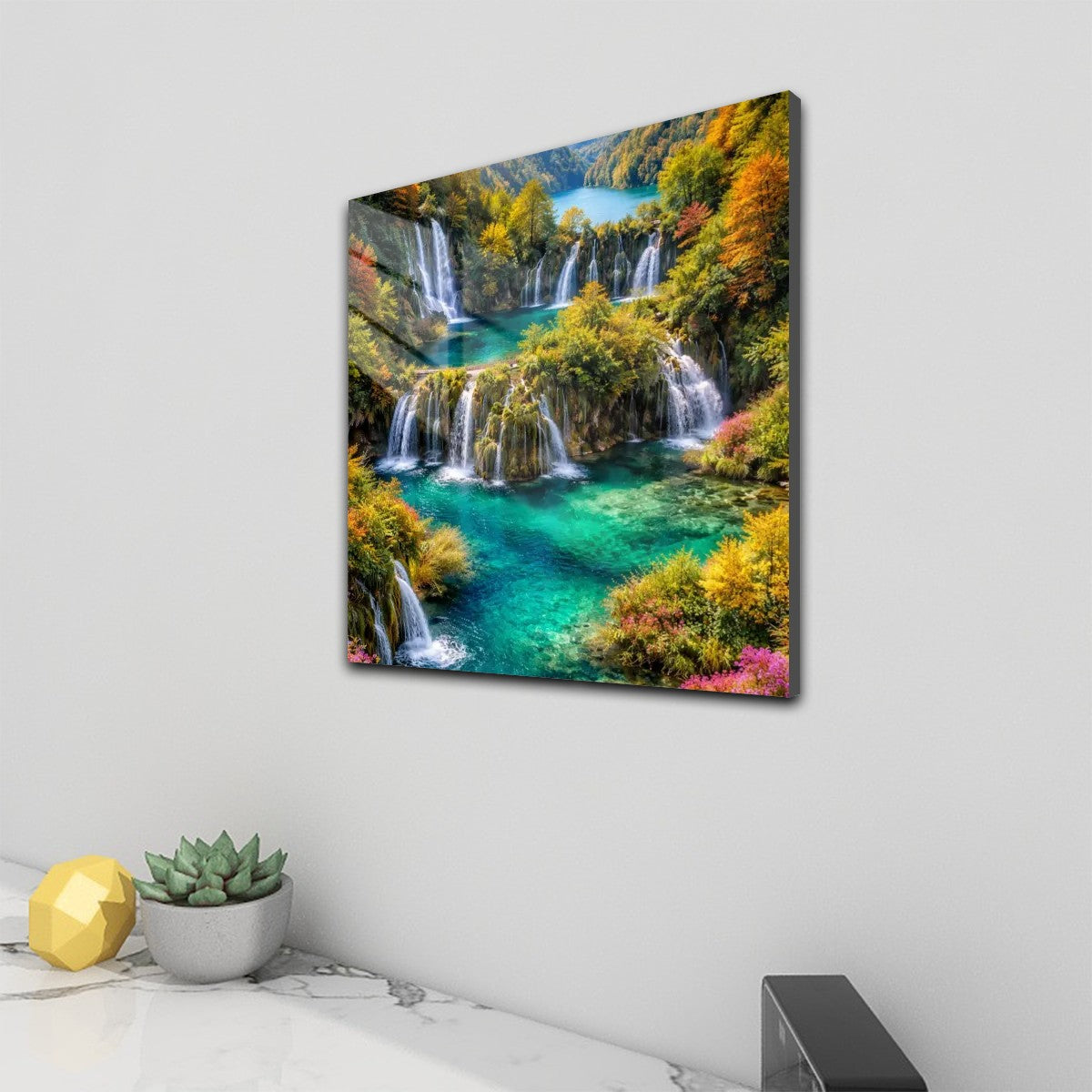 Square Acrylic Wall Art Prints with Hook Plitvice Lakes Croatia