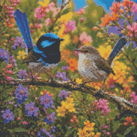 Diamond Painting Kit 20"x20" Splendid Fairywren (Round)