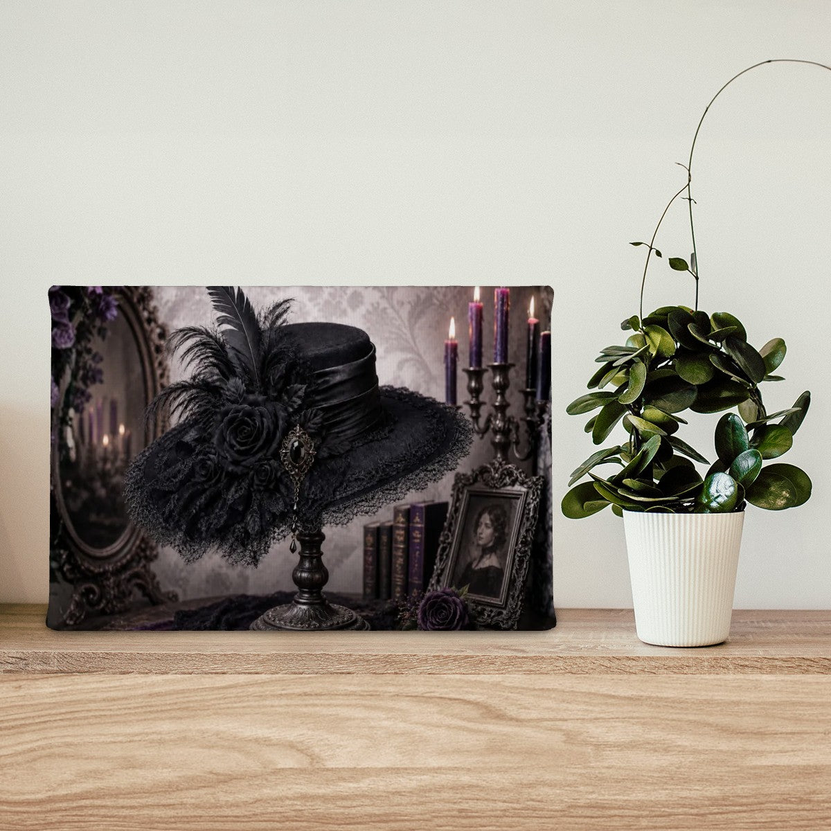 Small Canvas Prints Wall Art Decor Halloween Gothic Purple Victorian Hat