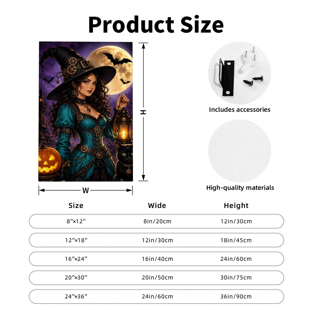 Framed Canvas Painting Halloween Witch (Made in USA)