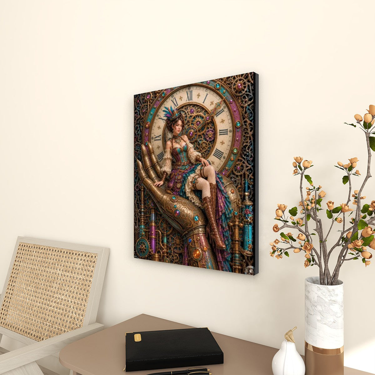 Canvas Prints Wall Art Steampunk Woman in Hand