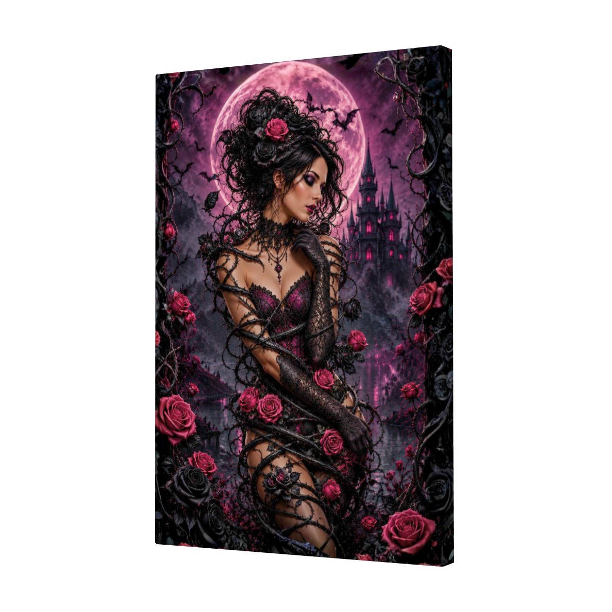 Framed Canvas Painting Gothic Rose Vine (Made in USA)