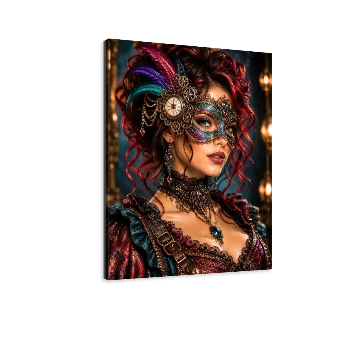 Canvas Prints Wall Art Steampunk Mask Pink Rainbow