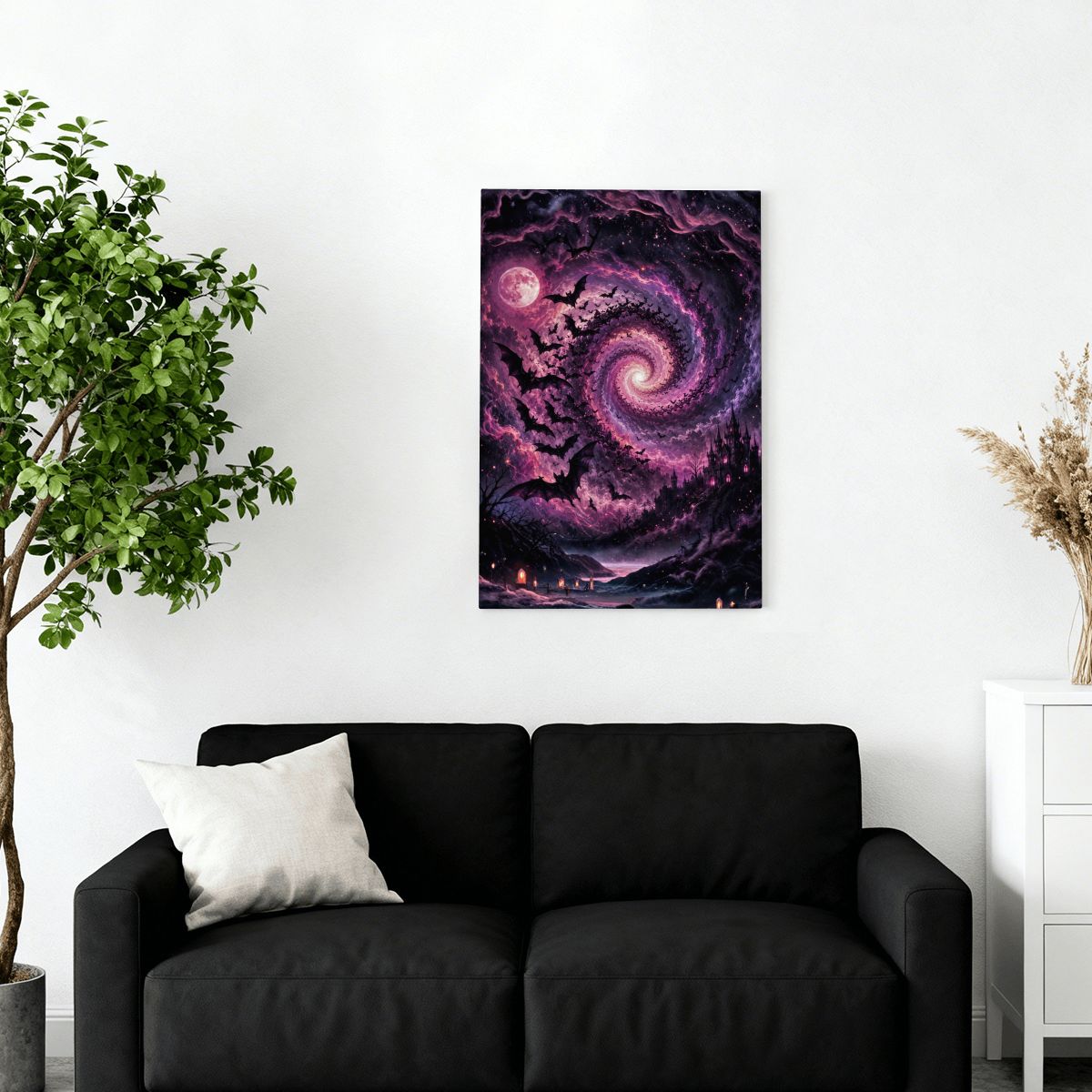Framed Canvas Painting Halloween Sky (Made in USA)