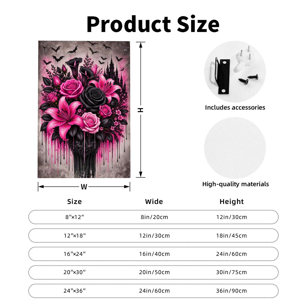 Framed Canvas Painting Pink Flower Bouquet (Made in USA)