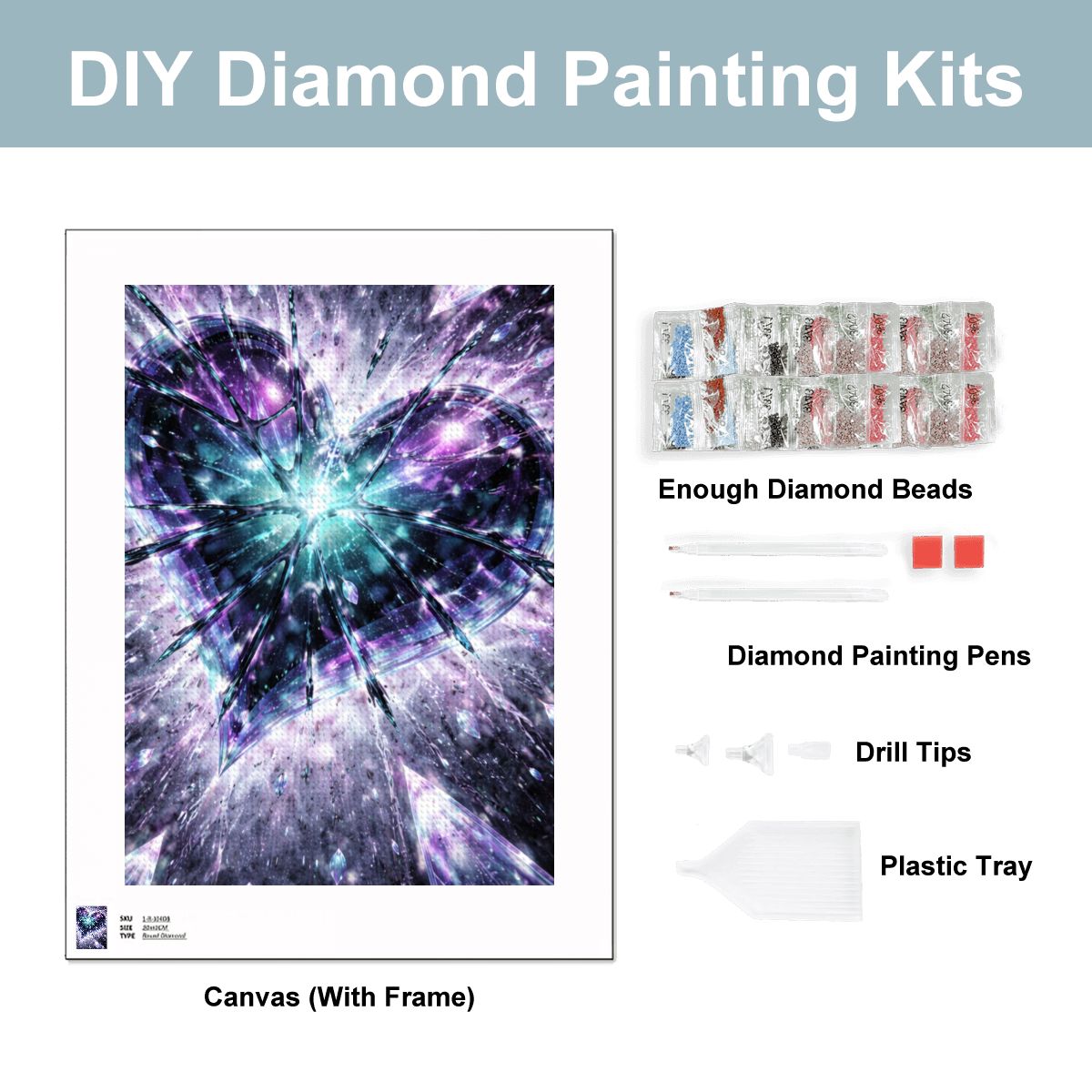 Diamond Art Painting 12x16 Broken heart Blue Purple