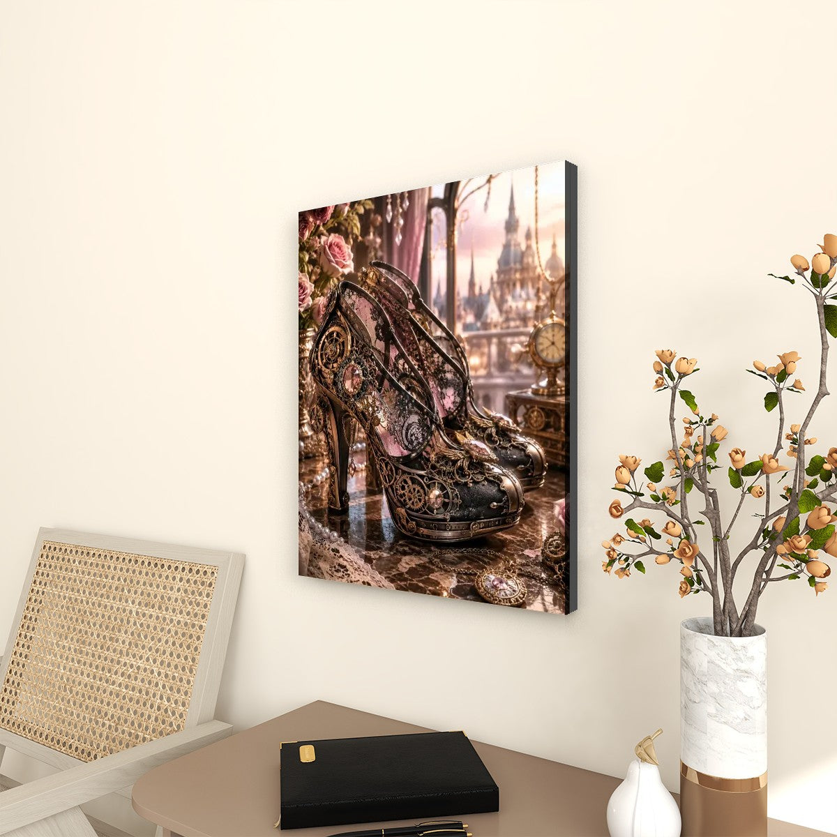 Canvas Prints Wall Art Steampunk Heel Brown and Pink