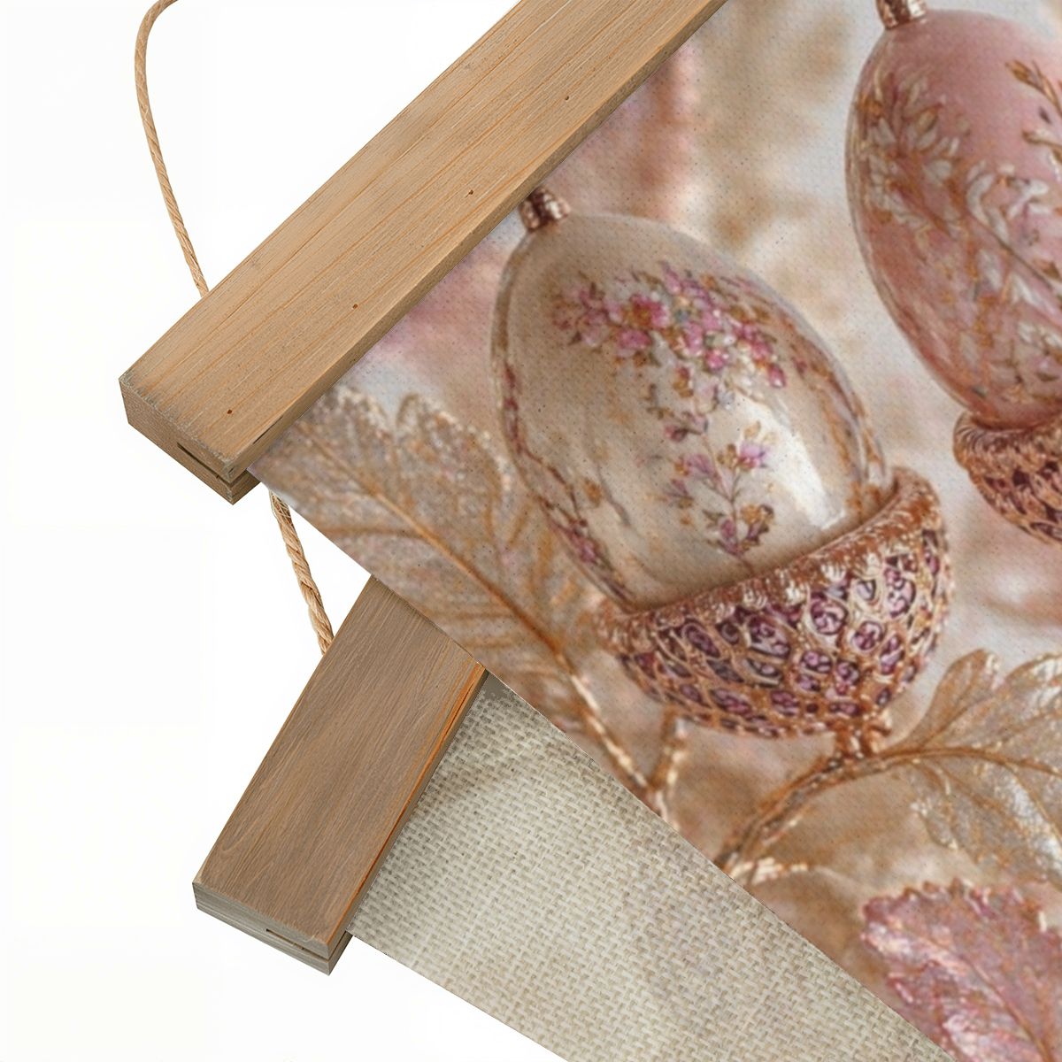 Linen Canvas Wall Art Fall Pink Acorns
