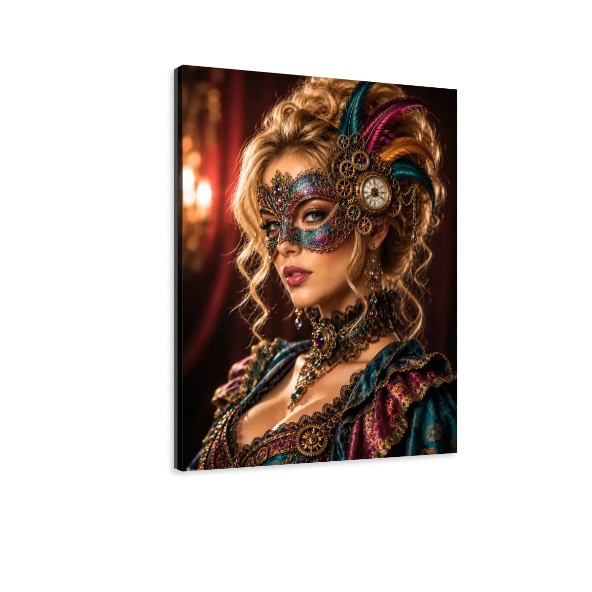 Canvas Prints Wall Art Steampunk Mask Teal and Purple
