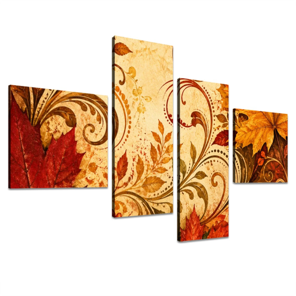 4 Panels Canvas Prints Wall Art Yellow and Orange Fall
