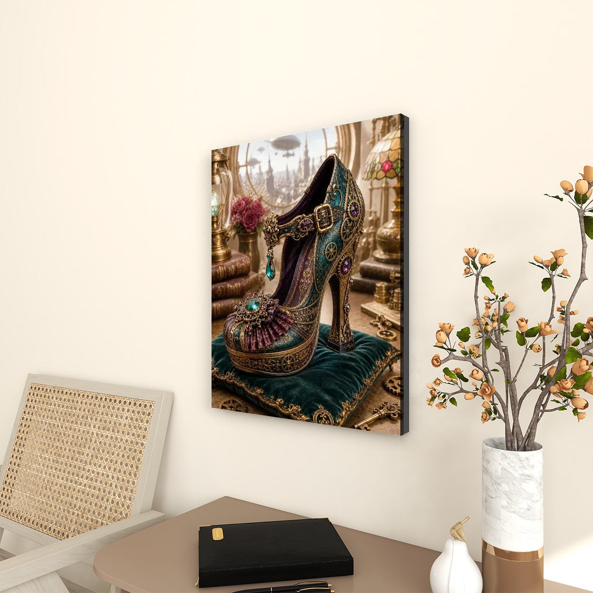 Canvas Prints Wall Art Steampunk Heel Teal and Purple