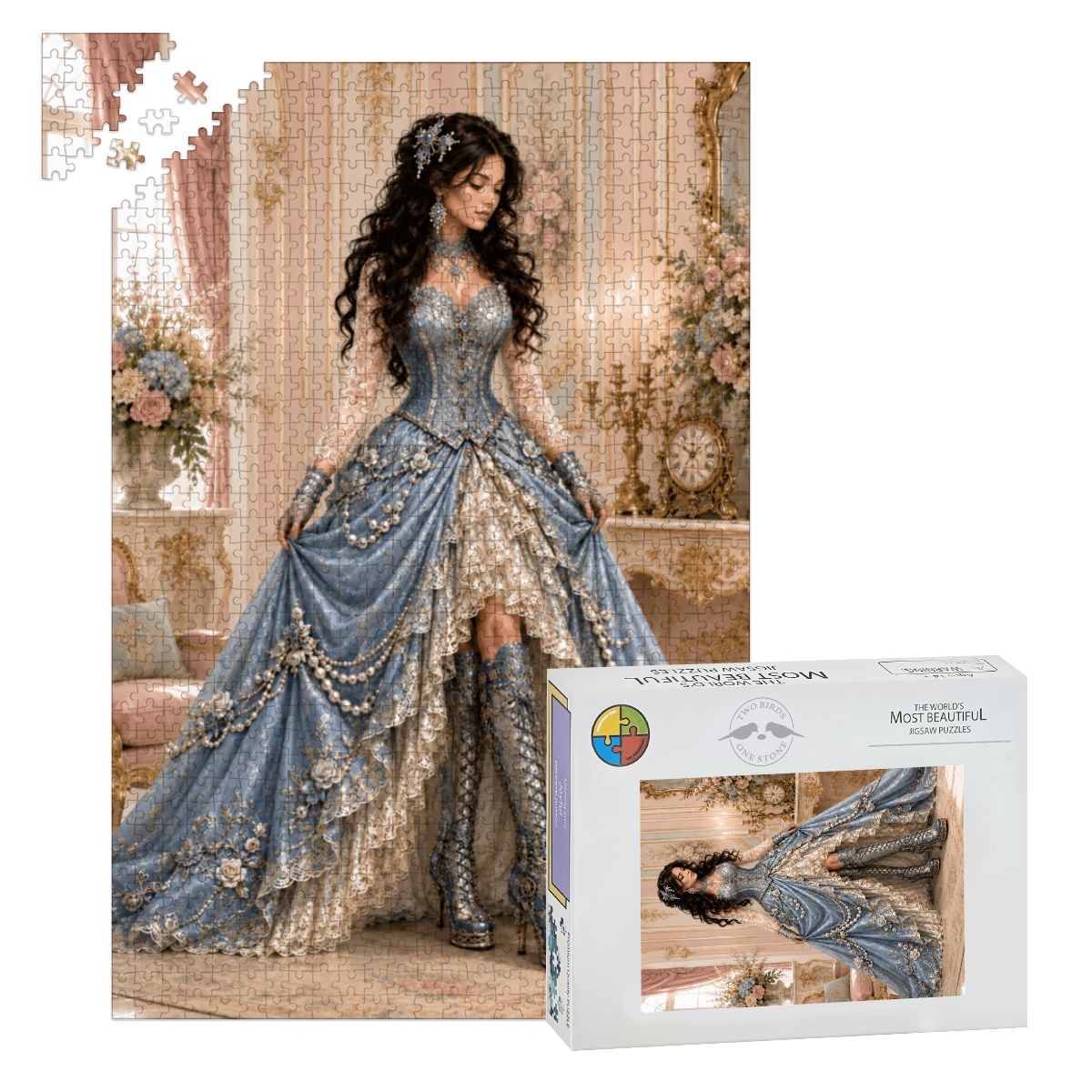 Wooden Jigsaw Puzzles 1000 pcs Steampunk Victorian Woman Light Blue