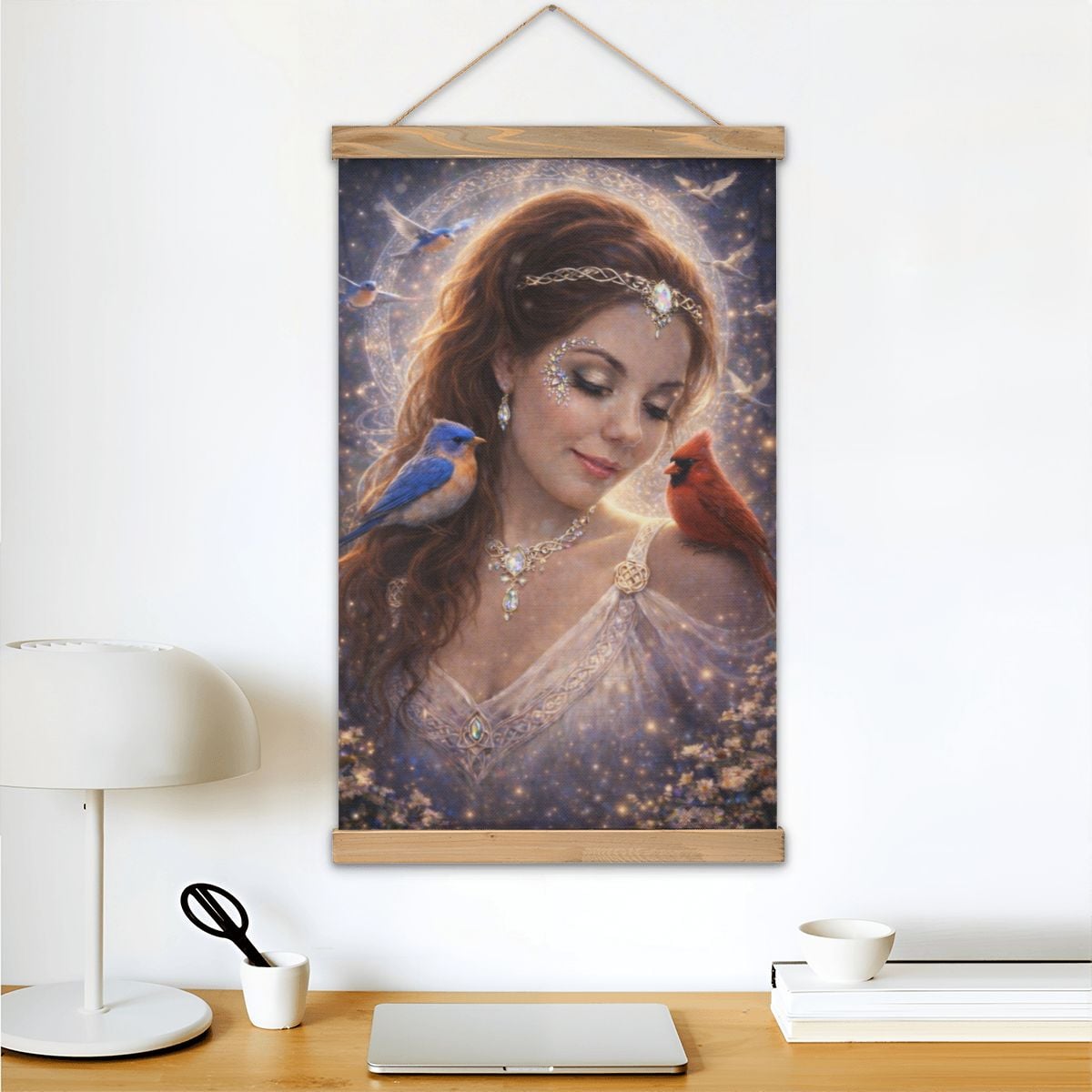 Linen Canvas Wall Art Love of Birds