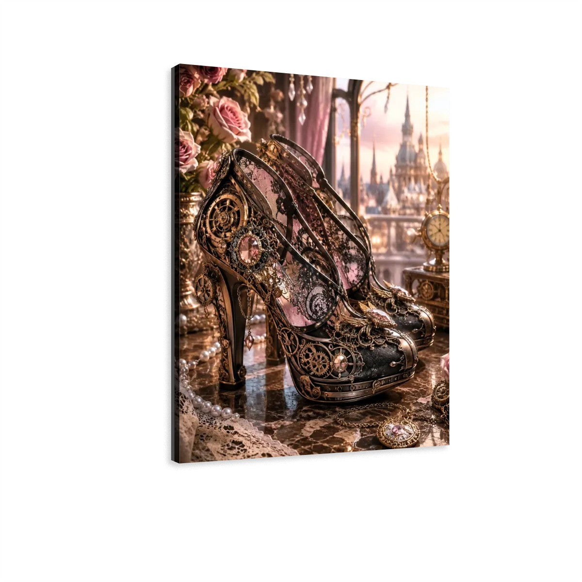 Canvas Prints Wall Art Steampunk Heel Brown and Pink