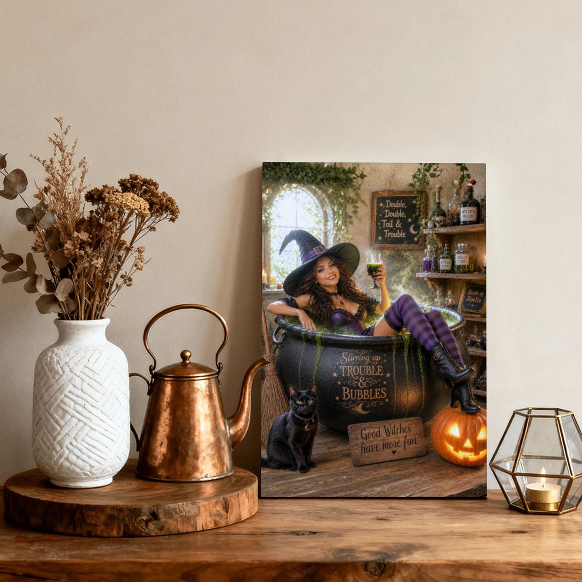 Framed Canvas Painting Bubble Bubble (Made in USA)