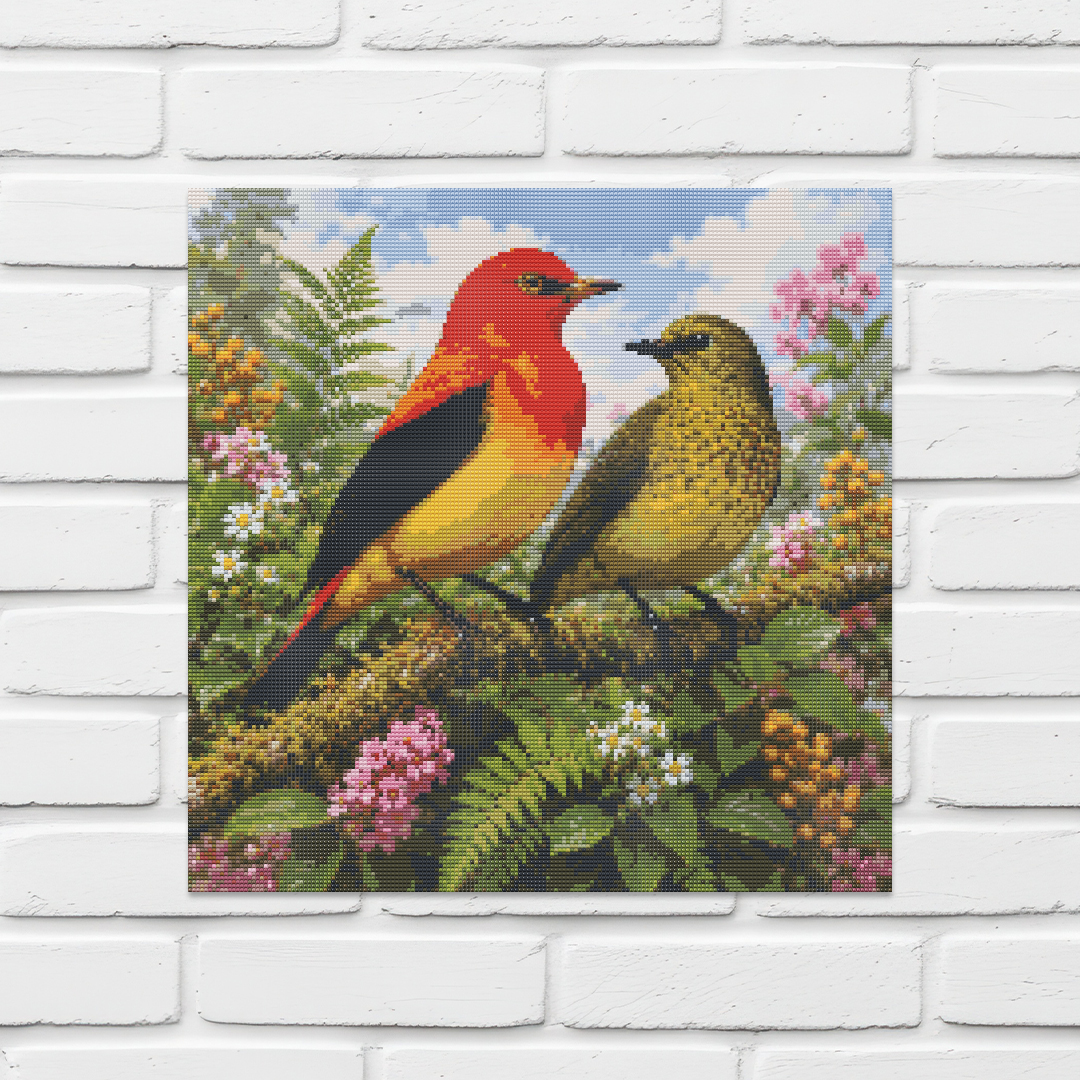 Diamond Painting Kit 20"x20" Flame Bowerbird (Round Drills)