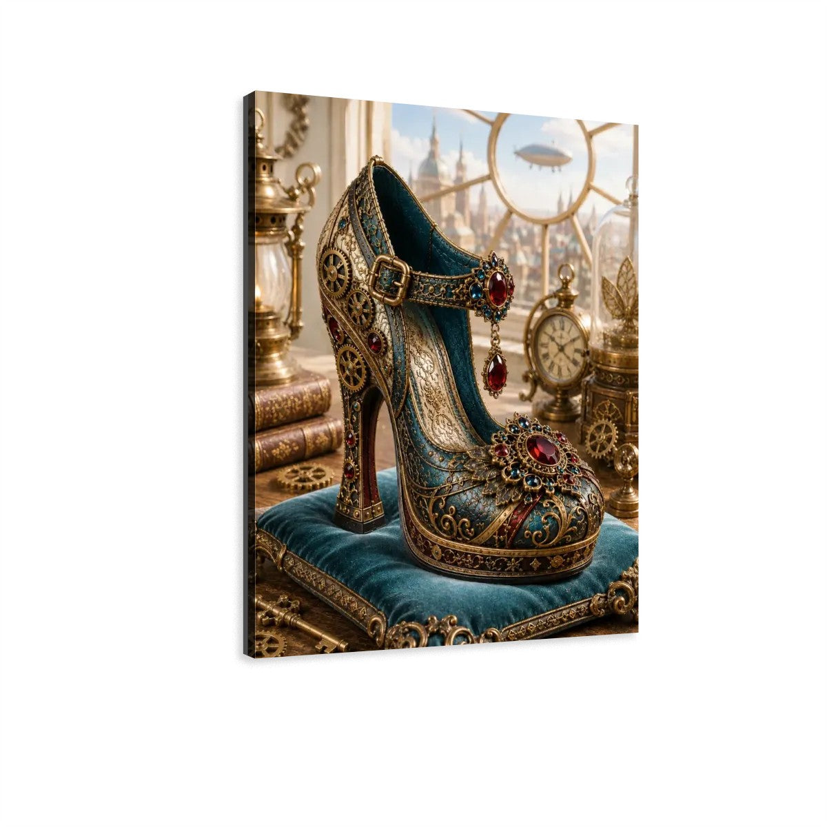 Canvas Prints Wall Art  Steampunk Heel 3 Green and Red