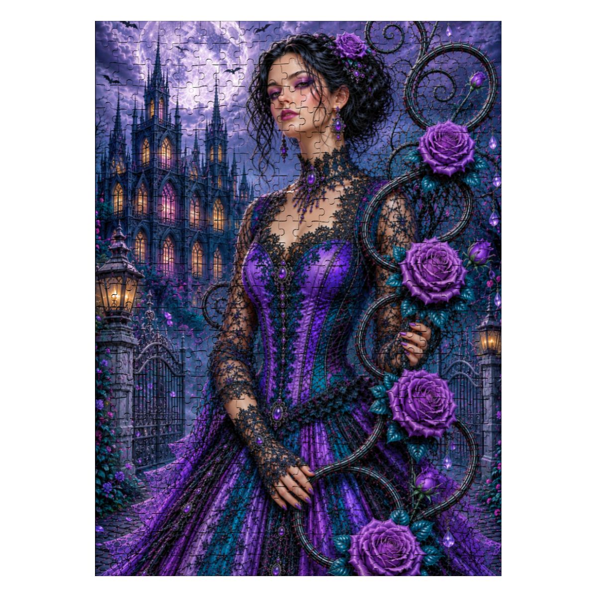 Wooden Jigsaw Puzzles 500 pcs Gothic Purple Roses