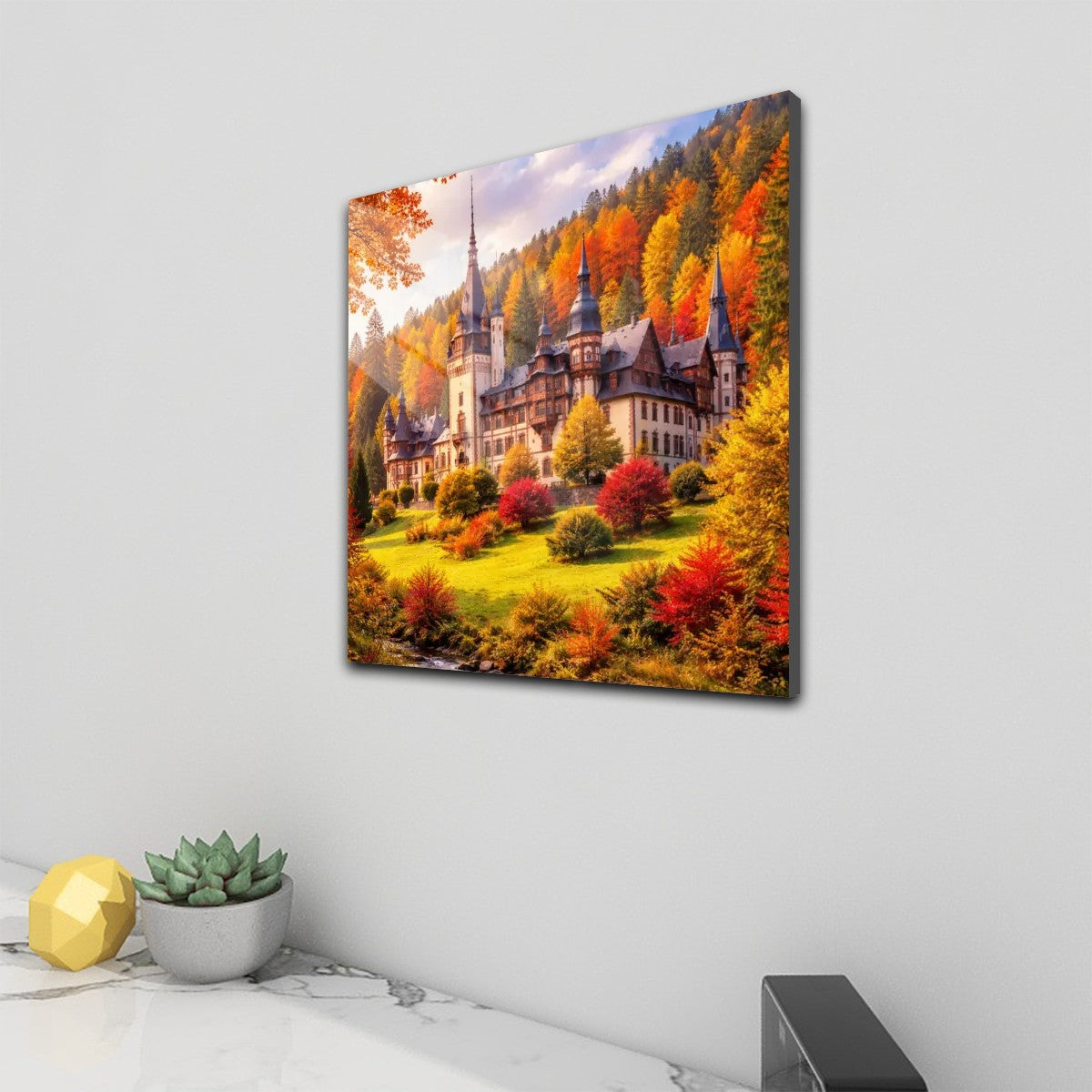 Acrylic Wall Art Prints with Hook Peles Castle in the Fall