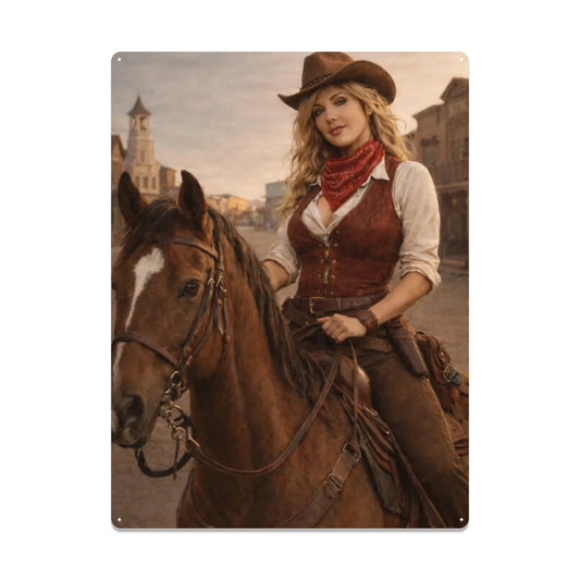 Tin Sign Metal Sign American West Cowgirl