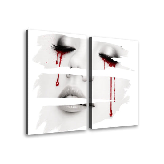 2 Panels Canvas Prints Wall Art Bleeding Heart (White Background)