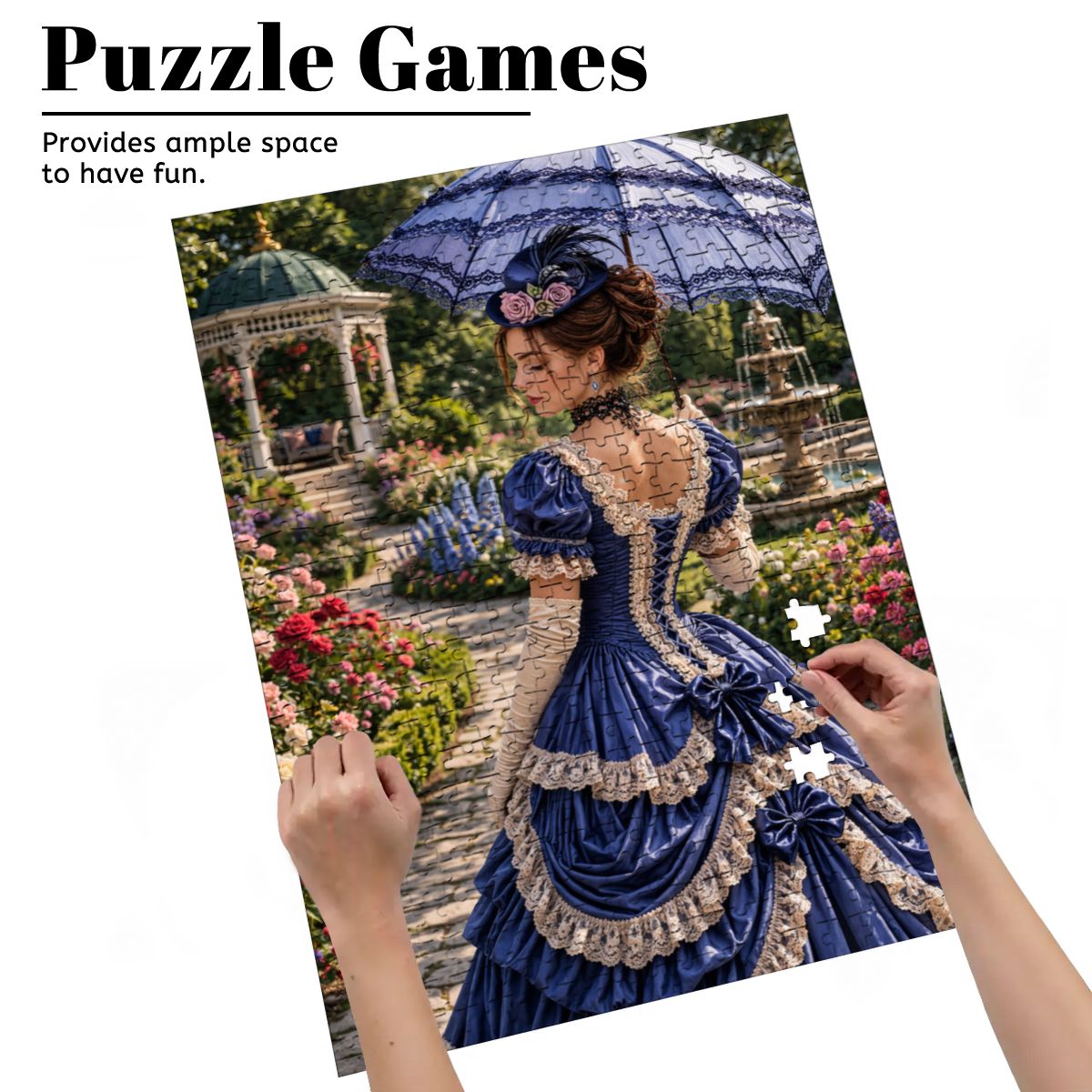 Wooden Jigsaw Puzzles 500 pcs Victorian Woman in Blue Dress 1900's