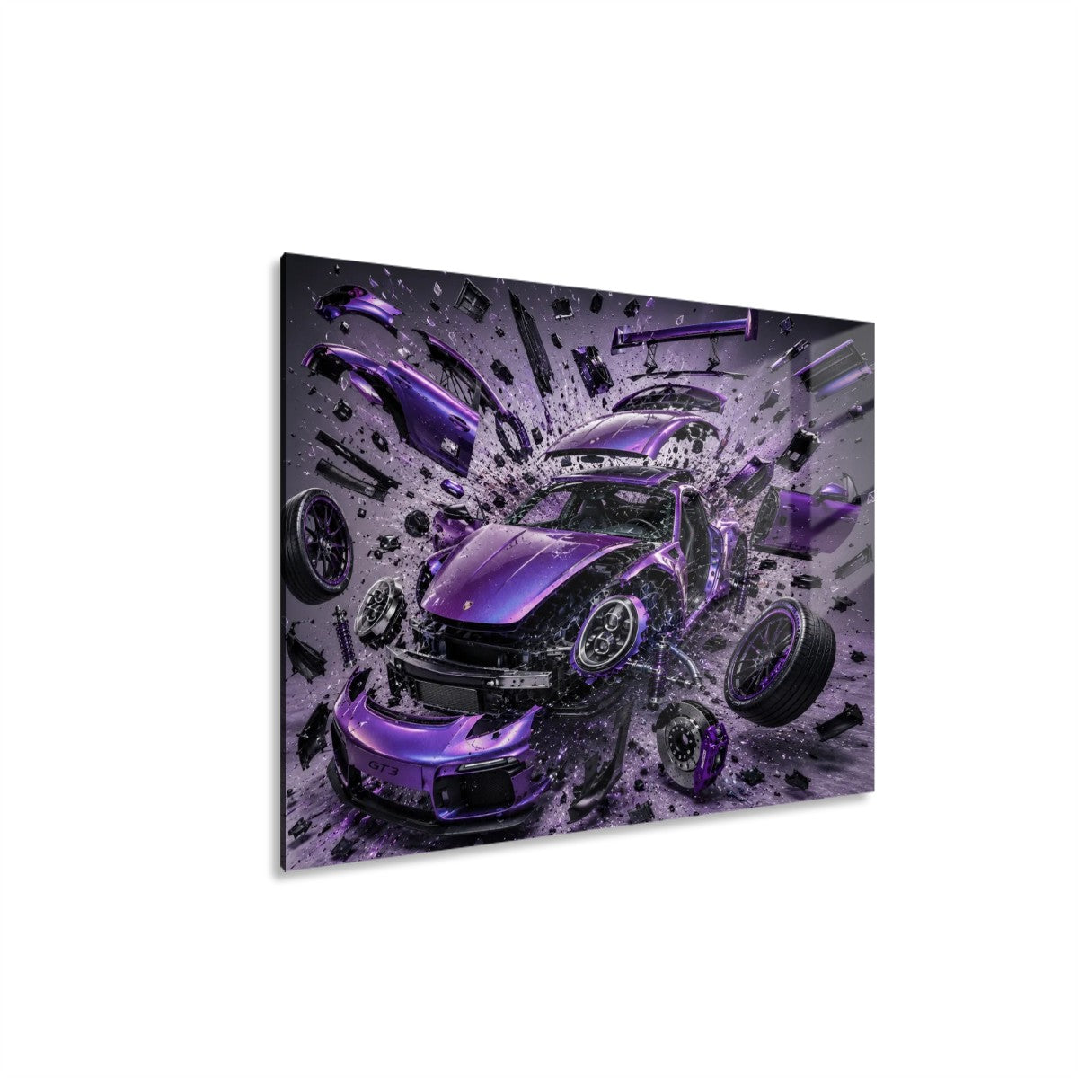 Rectangular Acrylic Wall Art Prints with Hook Porsche 918 Shattered-Purple Pearlescent