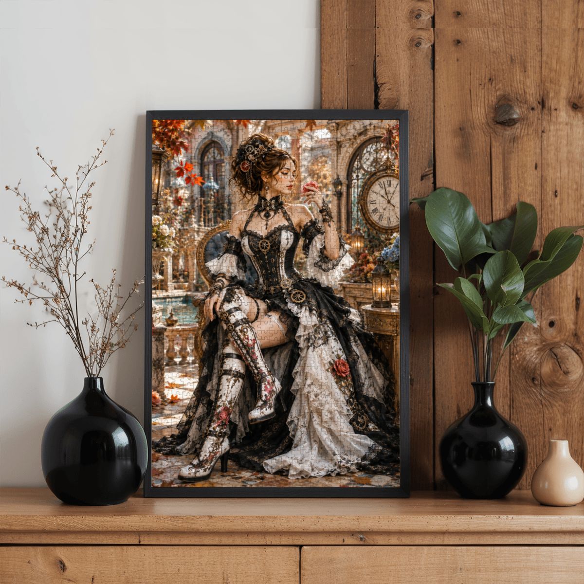 Wooden Jigsaw Puzzles 1000 pcs Steampunk Victorian Woman Roses