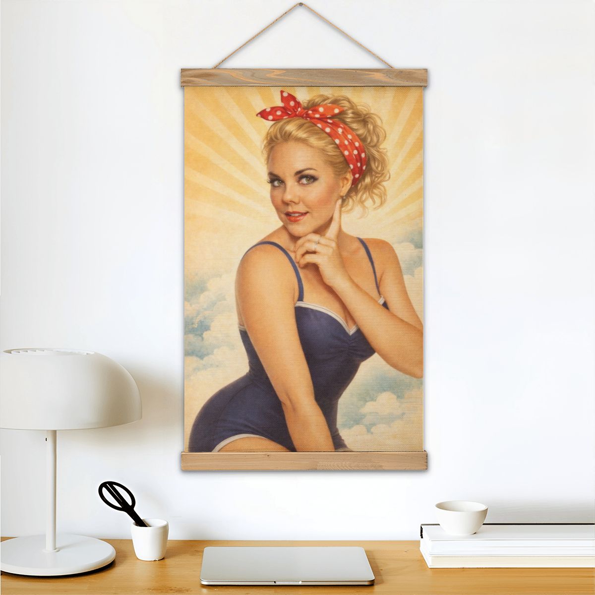 Linen Canvas Wall Art WWII 1940's Pinup Girl