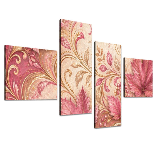 4 Panels Canvas Prints Wall Art Fall Pink