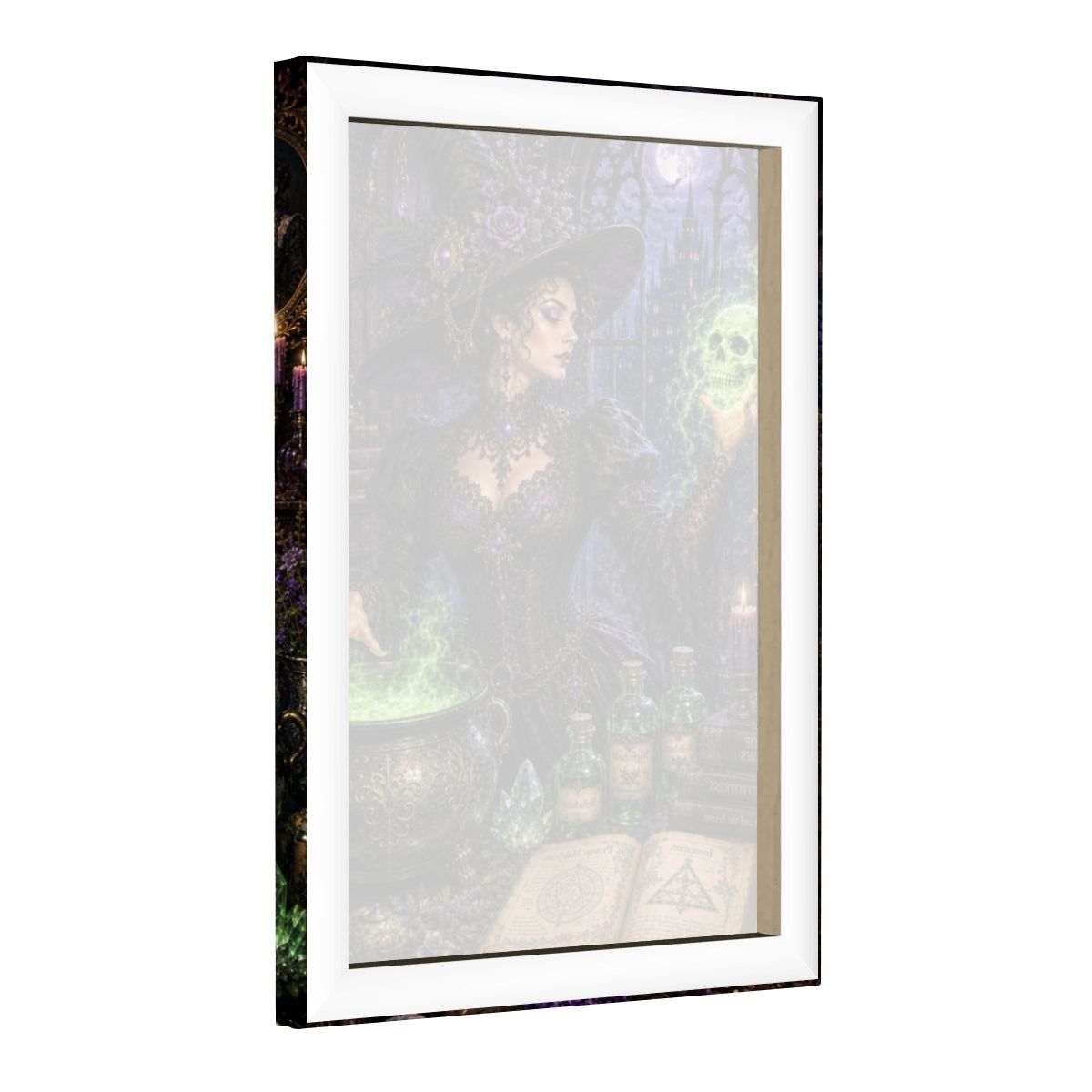 Framed Canvas Painting Halloween Witch and Skull Magic (Made in USA)