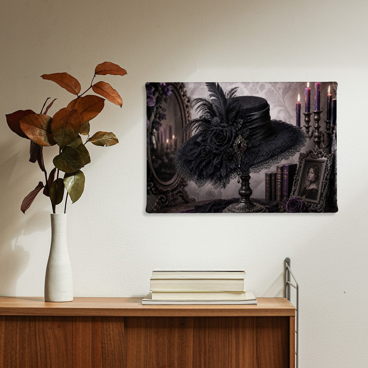 Small Canvas Prints Wall Art Decor Halloween Gothic Purple Victorian Hat