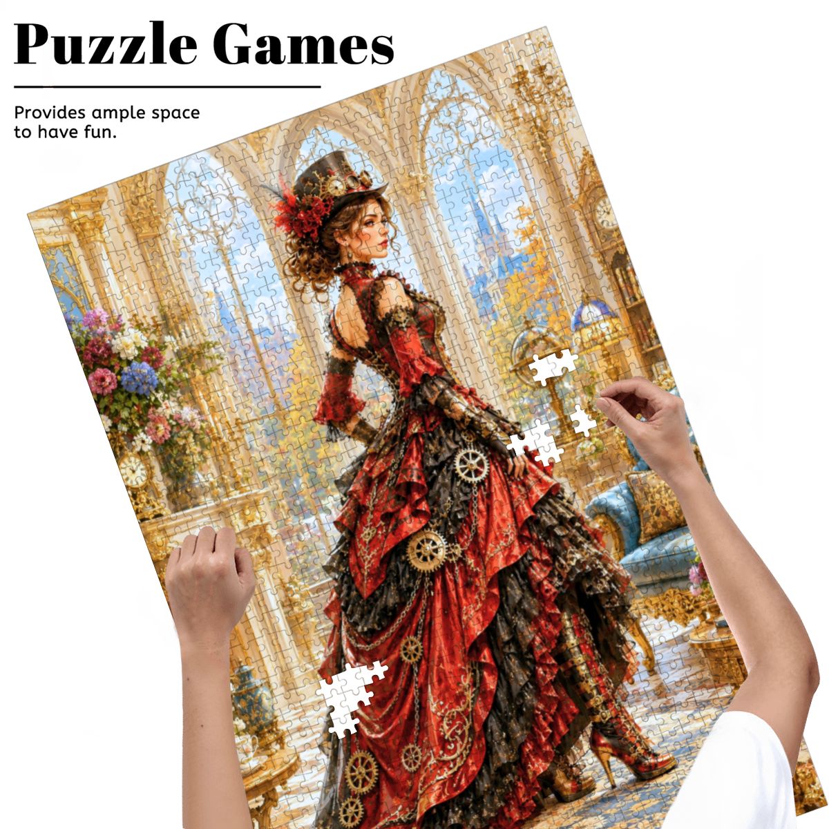 Wooden Jigsaw Puzzles 1000 pcs Steampunk Victorian Woman Red