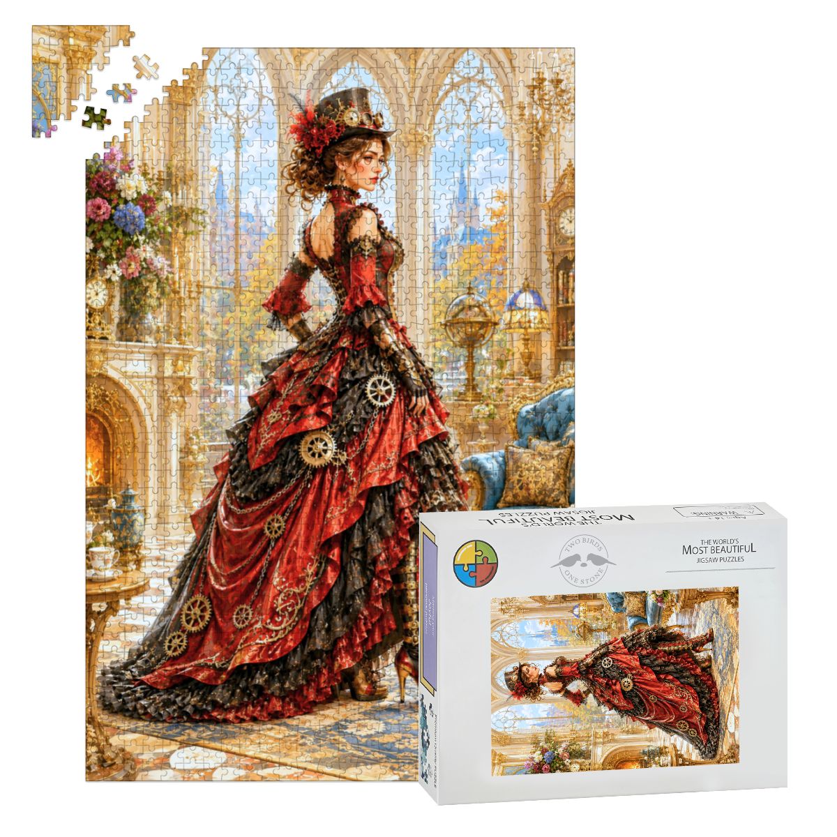 Wooden Jigsaw Puzzles 1000 pcs Steampunk Victorian Woman Red