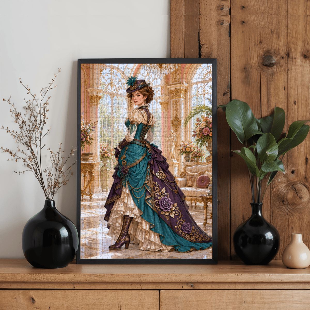 Wooden Jigsaw Puzzles 1000 pcs Steampunk Victorian Woman Teal and Purple