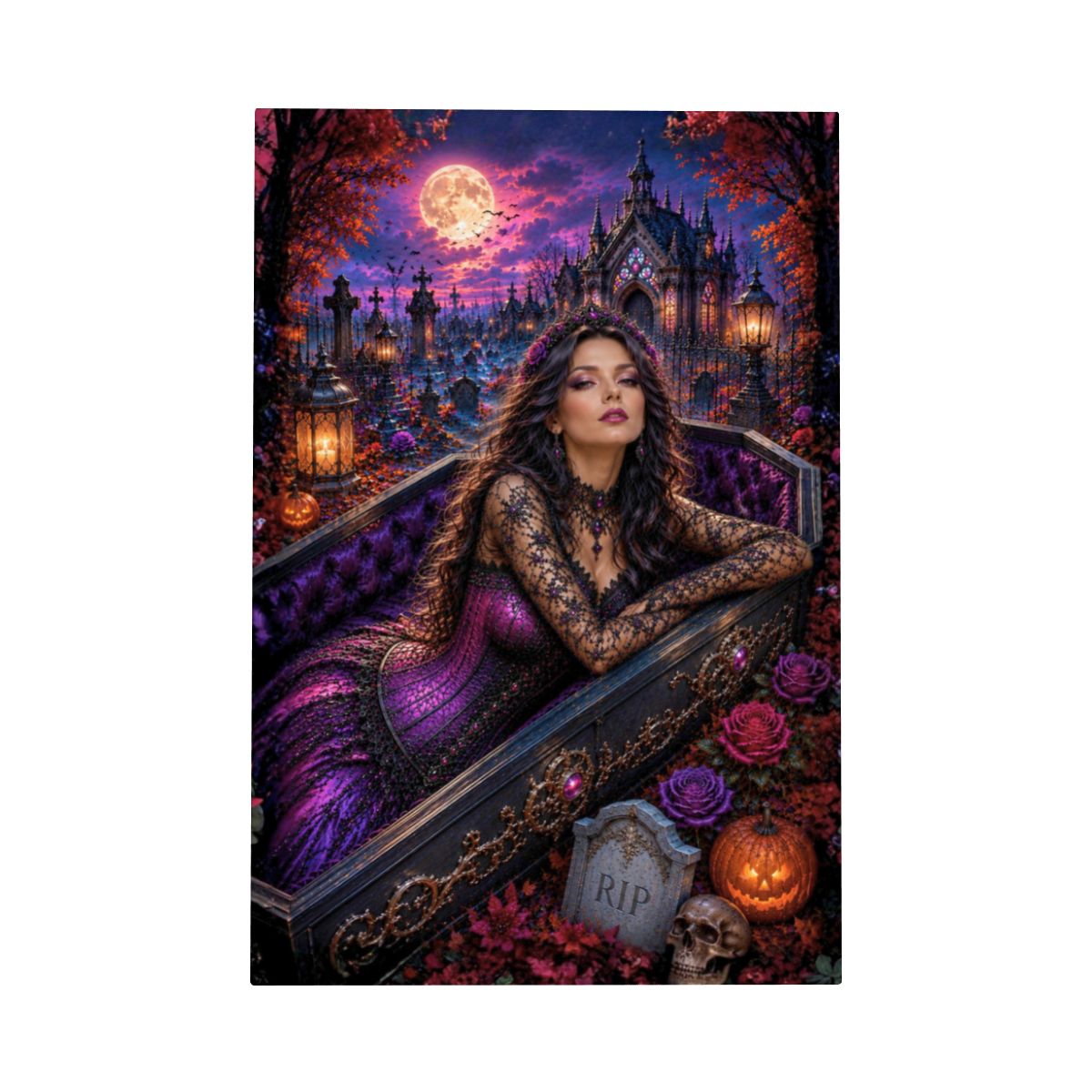 Framed Canvas Painting Graveyard (Made in USA)