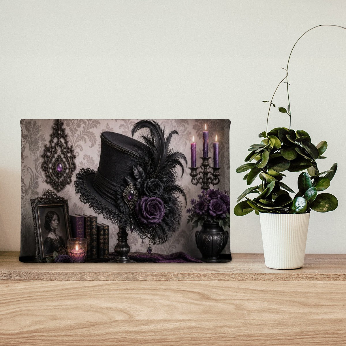Small Canvas Prints Wall Art Decor Halloween Gothic Purple Victorian Hat