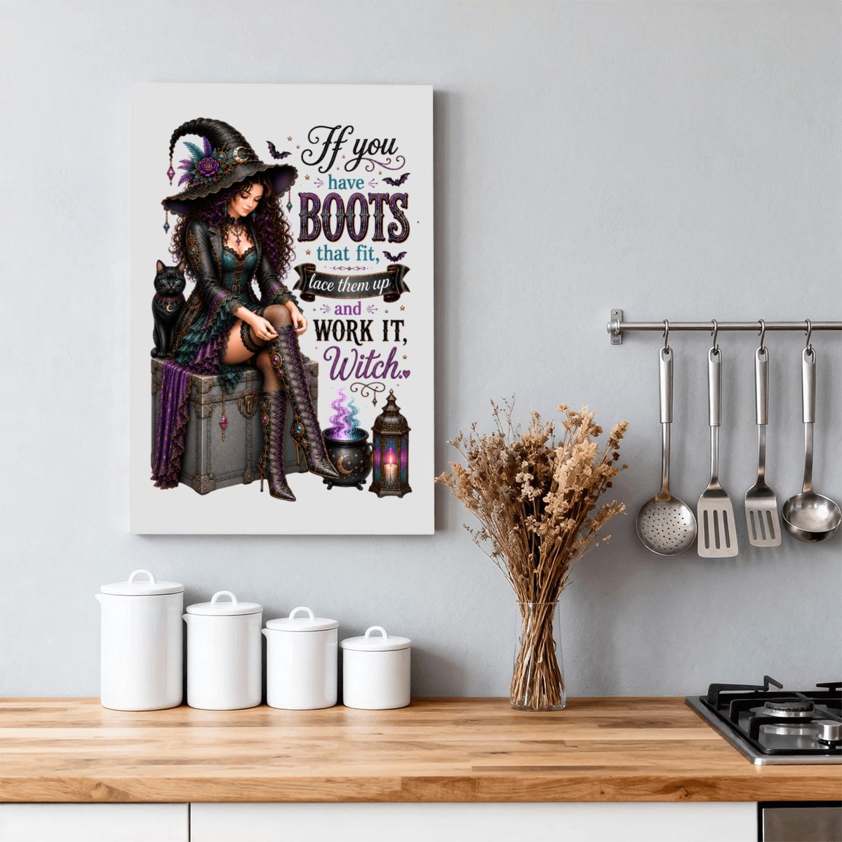 Framed Canvas Painting Work it Witch (Made in USA)