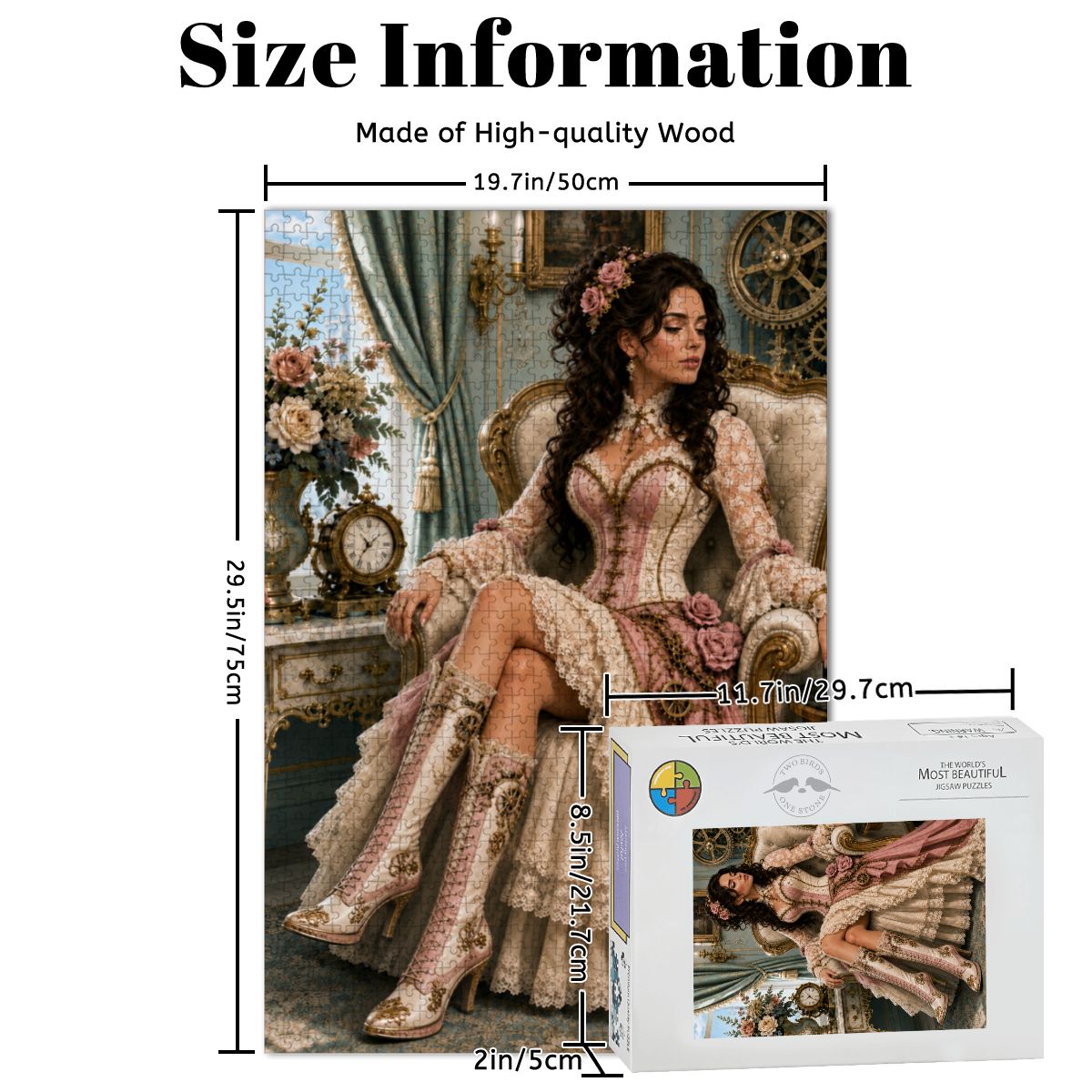 Wooden Jigsaw Puzzles 1000 pcs Steampunk Victorian Woman Pink and White