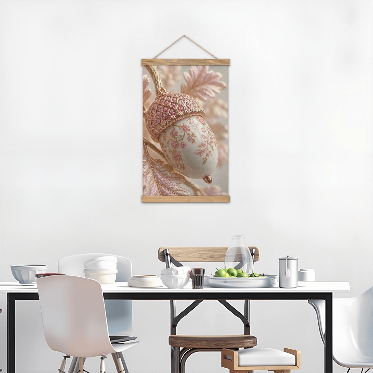 Linen Canvas Wall Art Pink Acorn