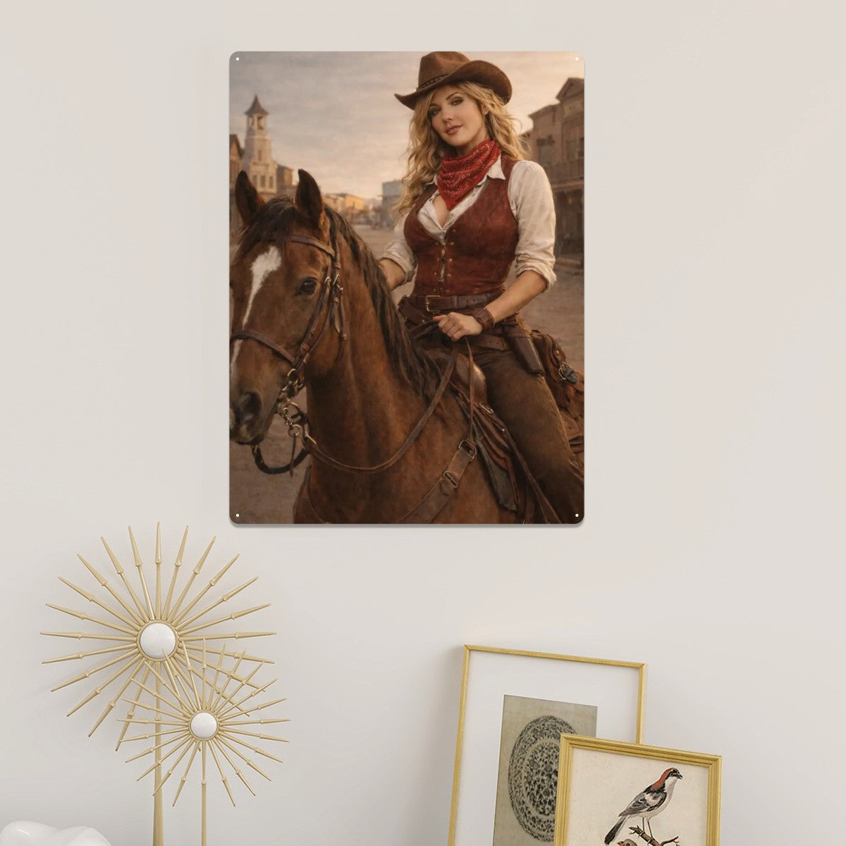 Tin Sign Metal Sign American West Cowgirl
