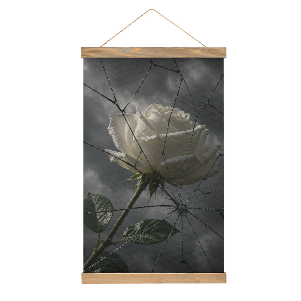 Linen Canvas Wall Art Broken Glass and Rose