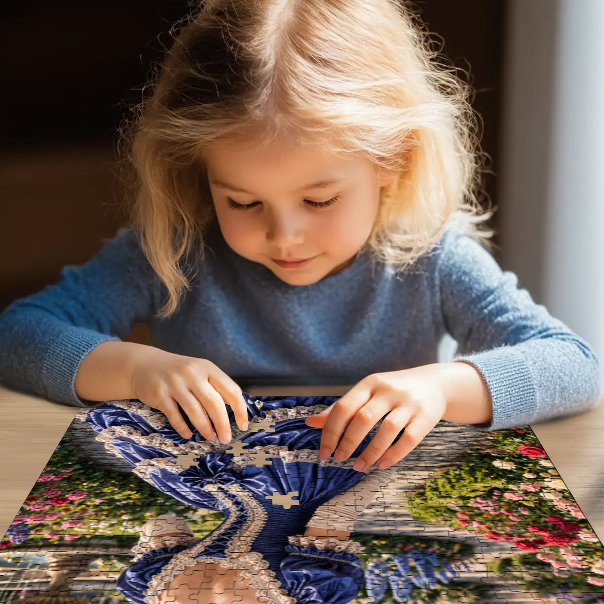 Wooden Jigsaw Puzzles 500 pcs Victorian Woman in Blue Dress 1900's