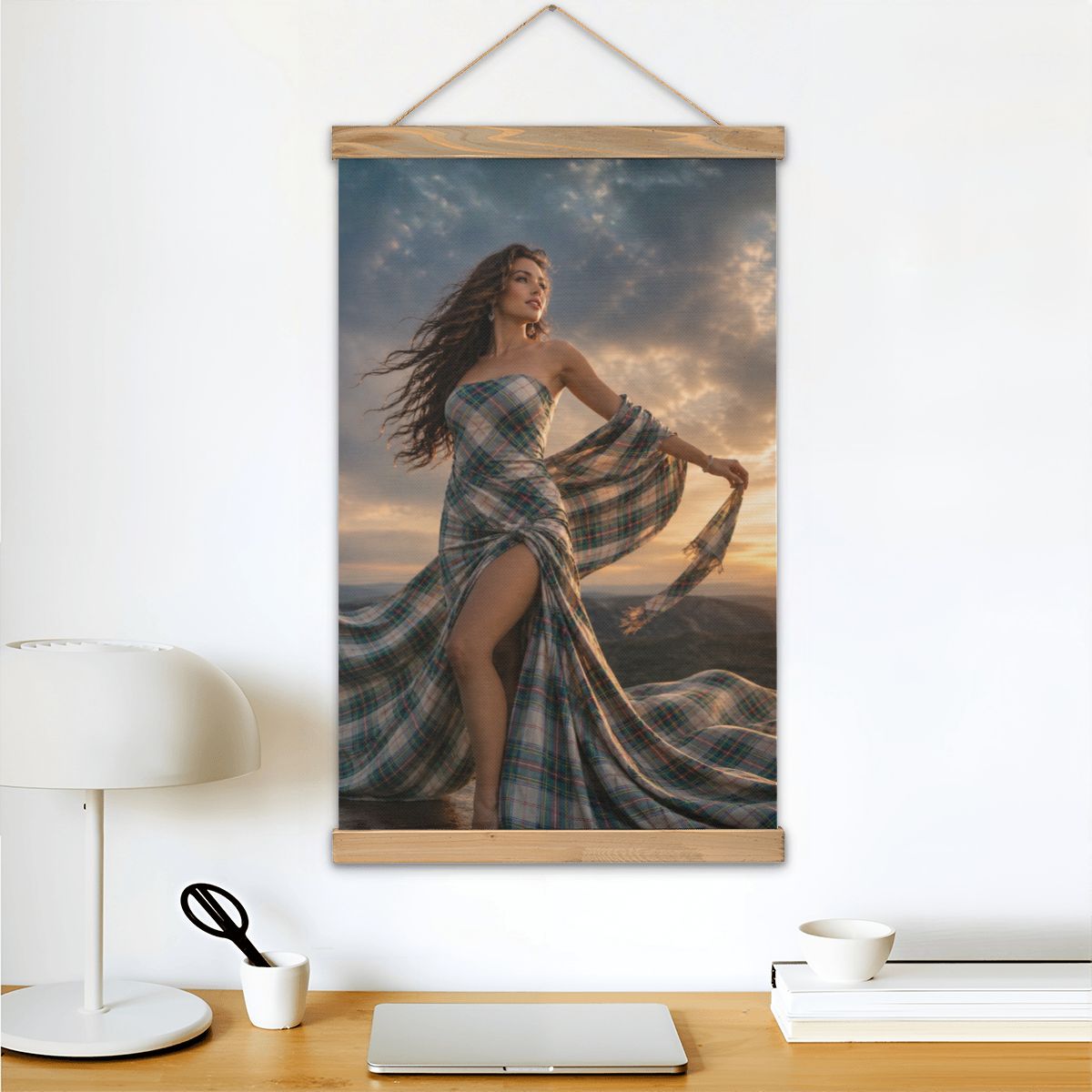 Linen Canvas Wall Art Clan Bruce Dress in the Wind
