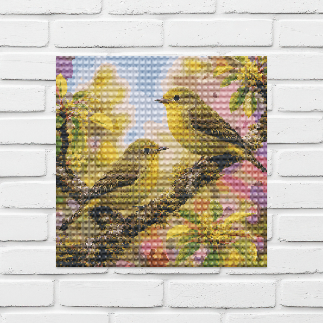Diamond Painting Kit 20"x20" Orange-crowned Warbler (Round Drills)