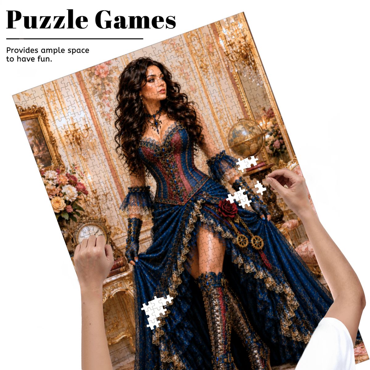 Wooden Jigsaw Puzzles 1000 pcs Steampunk Victorian Woman Red and Blue