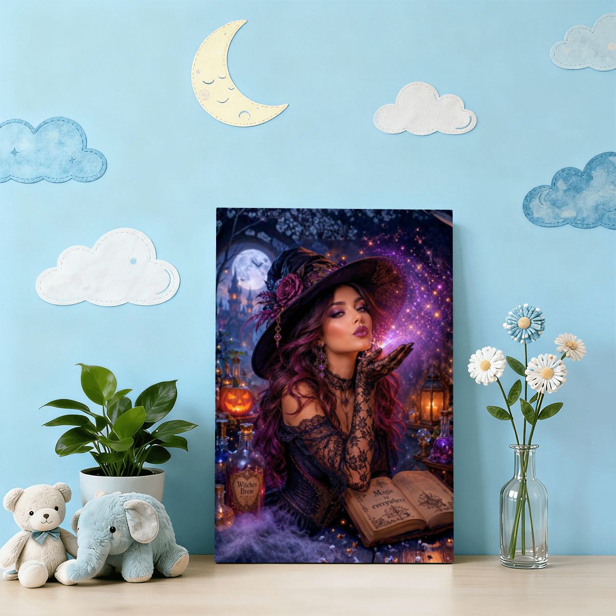 Framed Canvas Painting Witch's Spell (Made in USA)