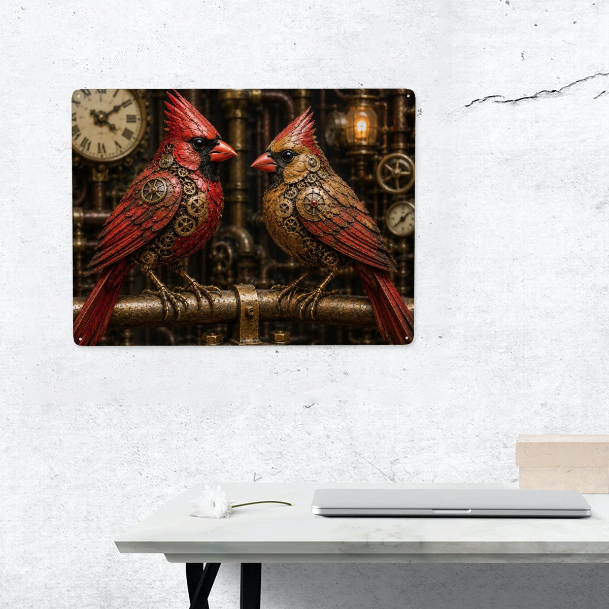 Tin Sign Metal Decor Steampunk Cardinals