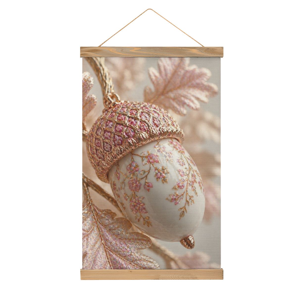 Linen Canvas Wall Art Pink Acorn